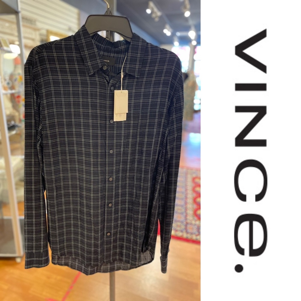 NWT Vince Men's Plaid Button-Up Shirt sz Medium - Picture 7 of 13